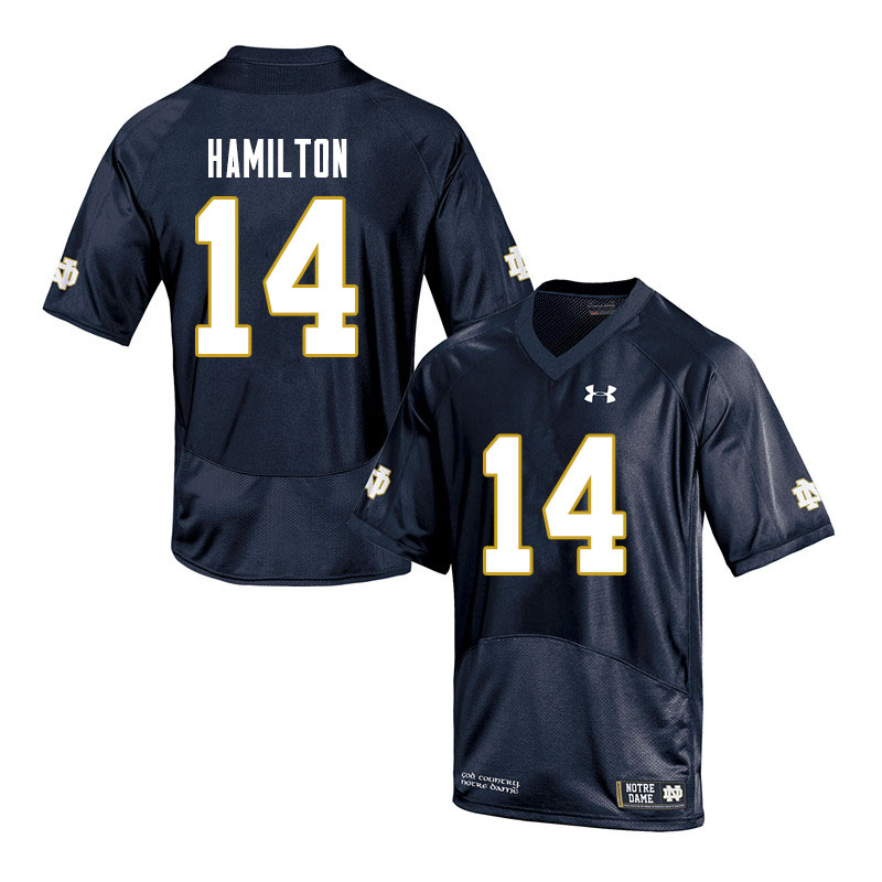 Men #14 Kyle Hamilton Notre Dame Fighting Irish College Football Jerseys Sale-Navy